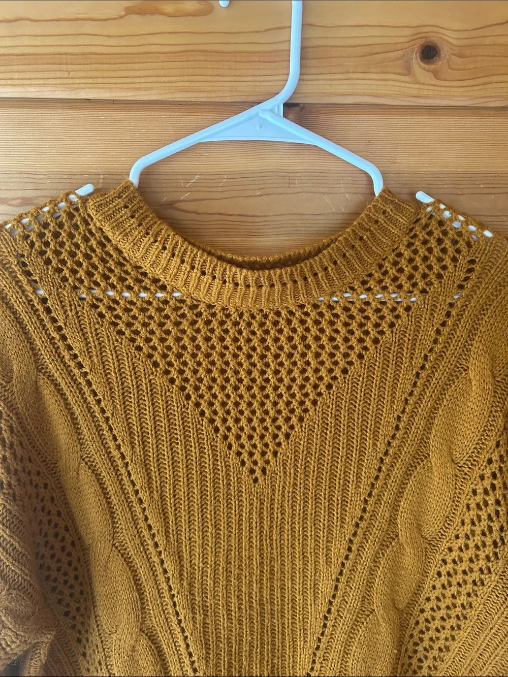 Cozy Cable Knit Crewneck Sweater in Mustard